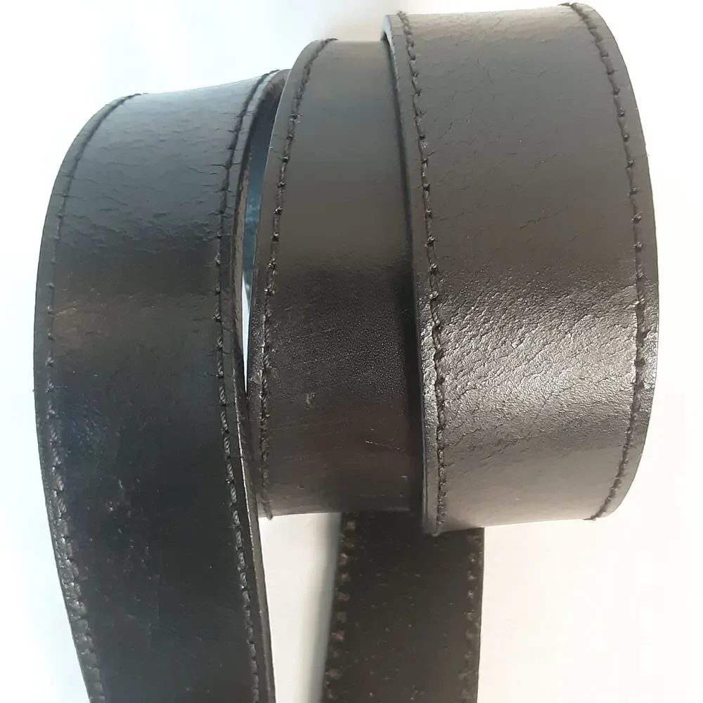 💎Dickies Genuine Black Leather Belt 46 to 48 Waist Curved Strap